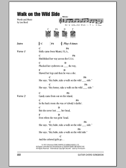page one of Walk On The Wild Side (Guitar Chords/Lyrics)