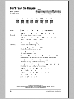 page one of Don't Fear The Reaper (Guitar Chords/Lyrics)