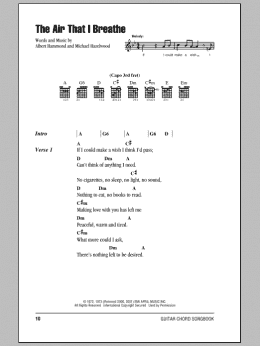 page one of The Air That I Breathe (Guitar Chords/Lyrics)