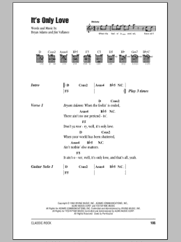 page one of It's Only Love (Guitar Chords/Lyrics)