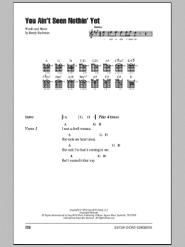 page one of You Ain't Seen Nothin' Yet (Guitar Chords/Lyrics)
