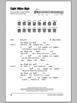 page one of Eight Miles High (Guitar Chords/Lyrics)