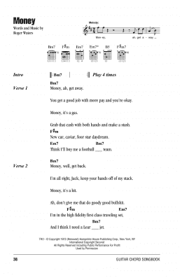 page one of Money (Guitar Chords/Lyrics)