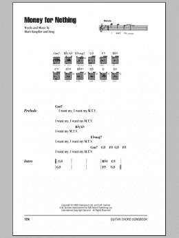 page one of Money For Nothing (Guitar Chords/Lyrics)