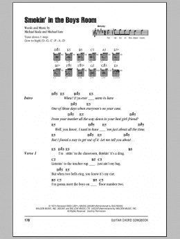 page one of Smokin' In The Boys Room (Guitar Chords/Lyrics)
