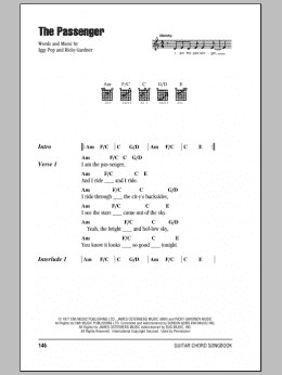 page one of The Passenger (Guitar Chords/Lyrics)