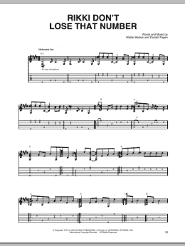 page one of Rikki Don't Lose That Number (Solo Guitar)