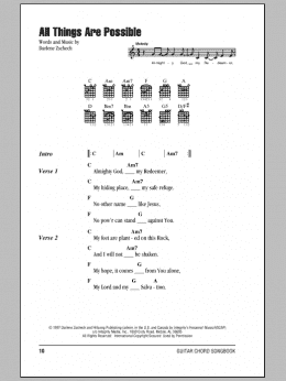 page one of All Things Are Possible (Guitar Chords/Lyrics)