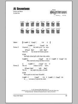 page one of At Seventeen (Guitar Chords/Lyrics)