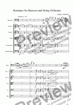 page one of Romance for Bassoon and String Orchestra