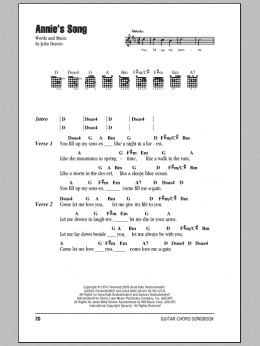 page one of Annie's Song (Guitar Chords/Lyrics)