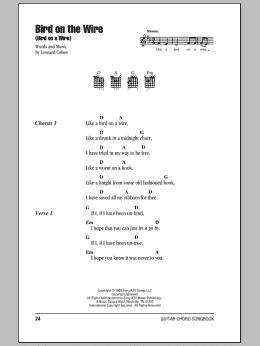 page one of Bird On The Wire (Bird On A Wire) (Guitar Chords/Lyrics)