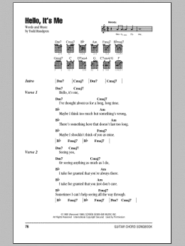 page one of Hello, It's Me (Guitar Chords/Lyrics)