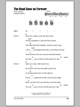 page one of The Road Goes On Forever (Guitar Chords/Lyrics)
