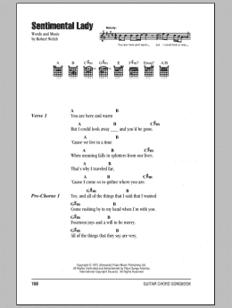 page one of Sentimental Lady (Guitar Chords/Lyrics)