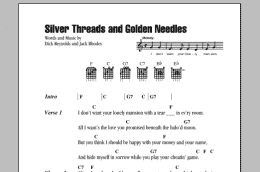 page one of Silver Threads And Golden Needles (Guitar Chords/Lyrics)