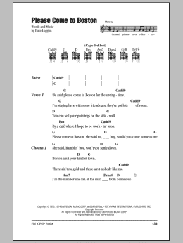 page one of Please Come To Boston (Guitar Chords/Lyrics)