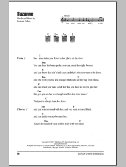 page one of Suzanne (Guitar Chords/Lyrics)