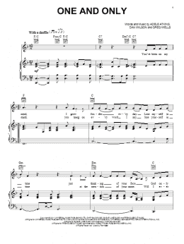 page one of One And Only (Piano, Vocal & Guitar Chords (Right-Hand Melody))