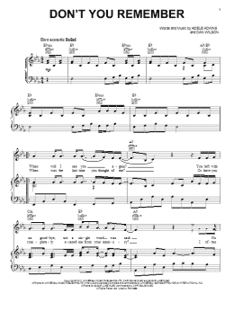 page one of Don't You Remember (Piano, Vocal & Guitar Chords (Right-Hand Melody))