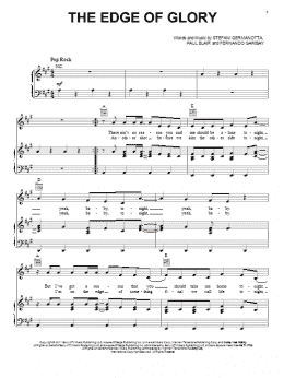 page one of The Edge Of Glory (Piano, Vocal & Guitar Chords (Right-Hand Melody))