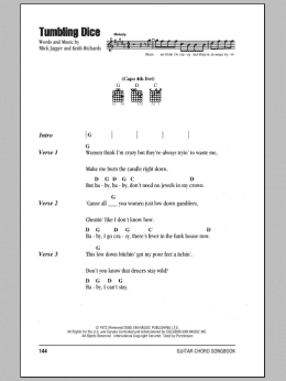 page one of Tumbling Dice (Guitar Chords/Lyrics)