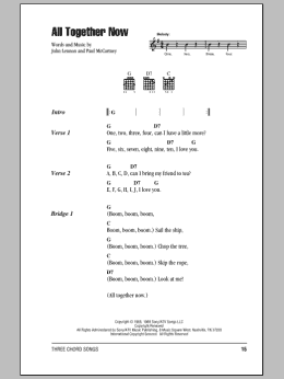 page one of All Together Now (Guitar Chords/Lyrics)
