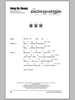 page one of Hang On Sloopy (Guitar Chords/Lyrics)
