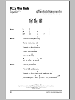page one of Dizzy Miss Lizzie (Guitar Chords/Lyrics)