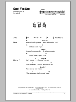 page one of Can't You See (Guitar Chords/Lyrics)