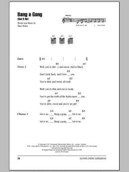 page one of Bang A Gong (Get It On) (Guitar Chords/Lyrics)