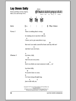 page one of Lay Down Sally (Guitar Chords/Lyrics)