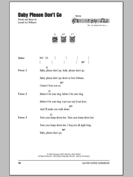 page one of Baby, Please Don't Go (Guitar Chords/Lyrics)
