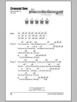 page one of Crosscut Saw (Guitar Chords/Lyrics)