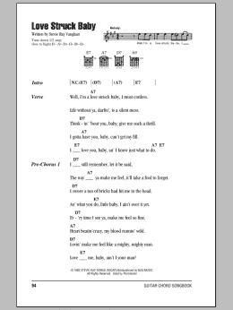 page one of Love Struck Baby (Guitar Chords/Lyrics)