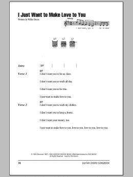 page one of I Just Want To Make Love To You (Guitar Chords/Lyrics)