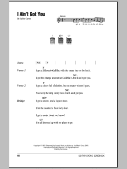 page one of I Ain't Got You (Guitar Chords/Lyrics)