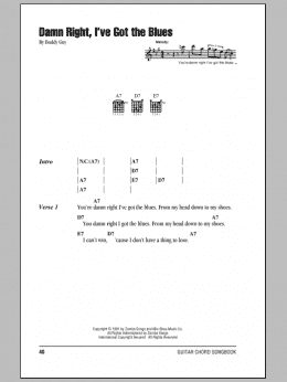 page one of Damn Right, I've Got The Blues (Guitar Chords/Lyrics)
