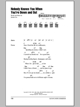 page one of Nobody Knows You When You're Down And Out (Guitar Chords/Lyrics)