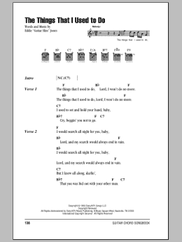 page one of The Things That I Used To Do (Guitar Chords/Lyrics)