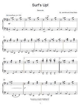 page one of Surf's Up! (Piano Duet)