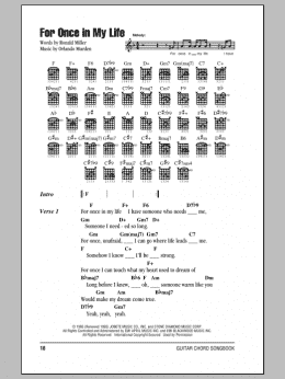 page one of For Once In My Life (Guitar Chords/Lyrics)