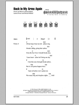 page one of Back In My Arms Again (Guitar Chords/Lyrics)