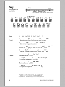 page one of Easy (Guitar Chords/Lyrics)