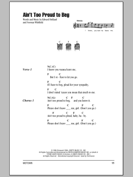 page one of Ain't Too Proud To Beg (Guitar Chords/Lyrics)