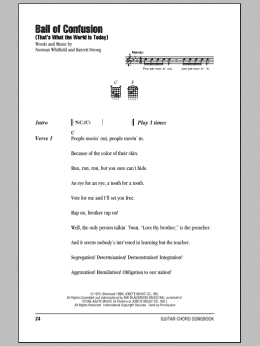 page one of Ball Of Confusion (That's What The World Is Today) (Guitar Chords/Lyrics)