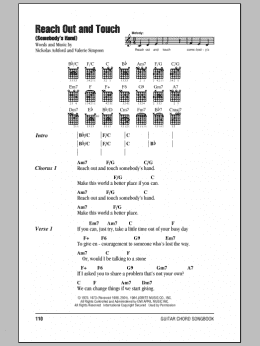 page one of Reach Out And Touch (Somebody's Hand) (Guitar Chords/Lyrics)