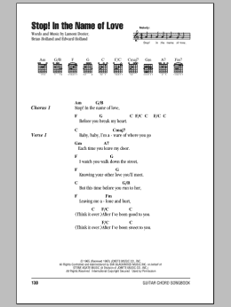 page one of Stop! In The Name Of Love (Guitar Chords/Lyrics)
