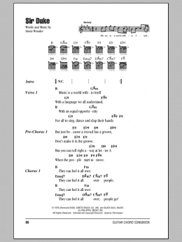 page one of Sir Duke (Guitar Chords/Lyrics)