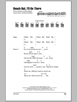 page one of Reach Out, I'll Be There (Guitar Chords/Lyrics)
